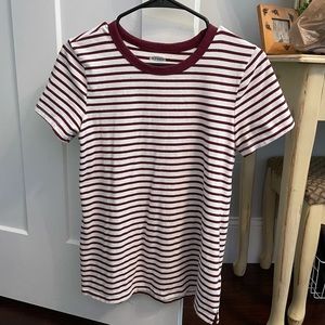 burgundy striped women’s t shirt